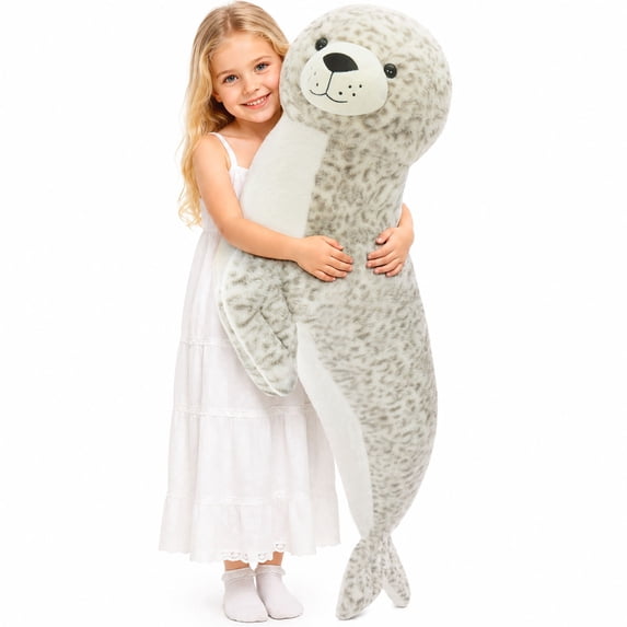 Tezituor 43" Giant Seal Stuffed animal Large Spotted Seal Plush Toy Soft Cuddle Pillow