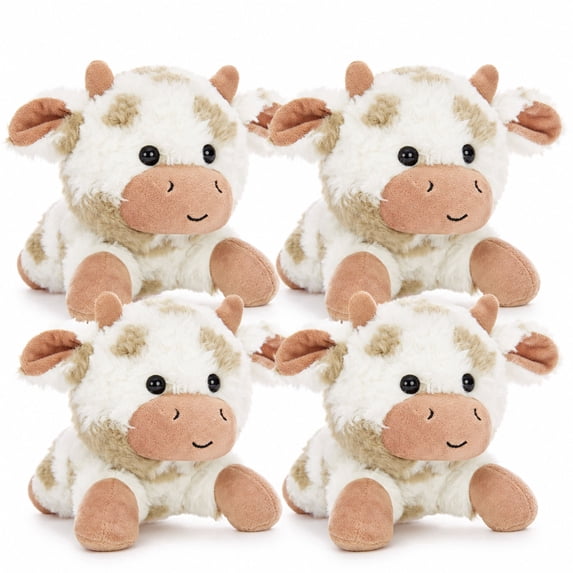 Tezituor 4Pcs Cow Stuffed Animal 8.6" Bulk Stuffed Animals Mini Cow Farm Plush Toy