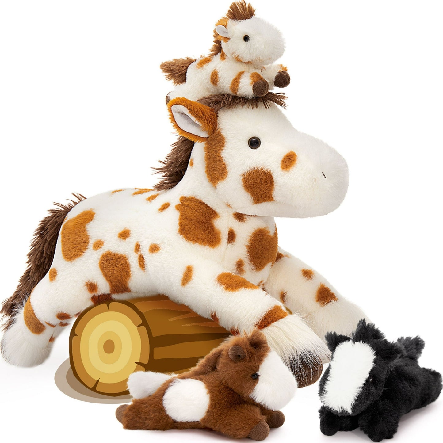 4Pcs Horse Plush Stuffed Animal,Large Stuffed Mommy Horse with Babies