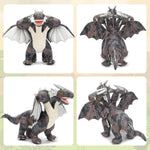 Triple-Headed Flying Dragon Plush Toys, Grey/Pink, 21.6 Inches