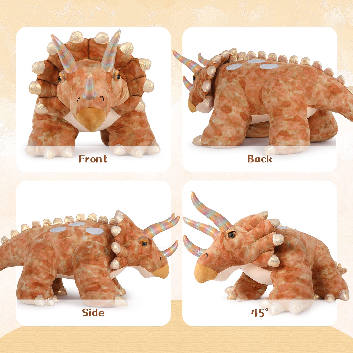 Huge Triceratops Plush Toy - Dino Stuffed Animals, 6.4 FT - Jumbo Dino Soft Toys - Huge Big Size Fluffy Plushy Fat Plushie - Jurassic Park Dinosaur Toys for Children - Jurassic Park Theme Baby Shower - Christmas/Birthday/Baby Shower/Thanksgiving/Graduation Gift Ideas - MorisMos Stuffed Animals - Free Shipping