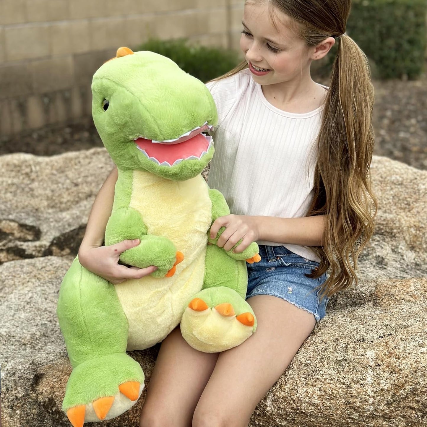 Cute T-rex Plush Toy - Dinosaur Stuffed Animals, 26 Inches - Big Green Dino Plush Toys - Cute Cartoon Dinosaur Plush Pillows for Kids - Jurassic Park Stuffed Animals - Christmas/Birthday/Valentine's Day/Baby Shower Gift for Kids Teens Adults