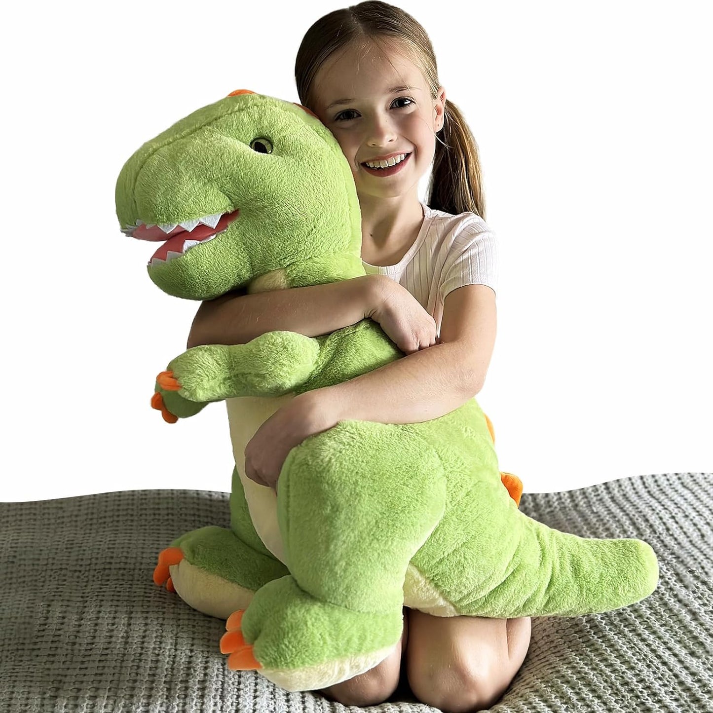 Cute T-rex Plush Toy - Dinosaur Stuffed Animals, 26 Inches - Big Green Dino Plush Toys - Cute Cartoon Dinosaur Plush Pillows for Kids - Jurassic Park Stuffed Animals - Christmas/Birthday/Valentine's Day/Baby Shower Gift for Kids Teens Adults