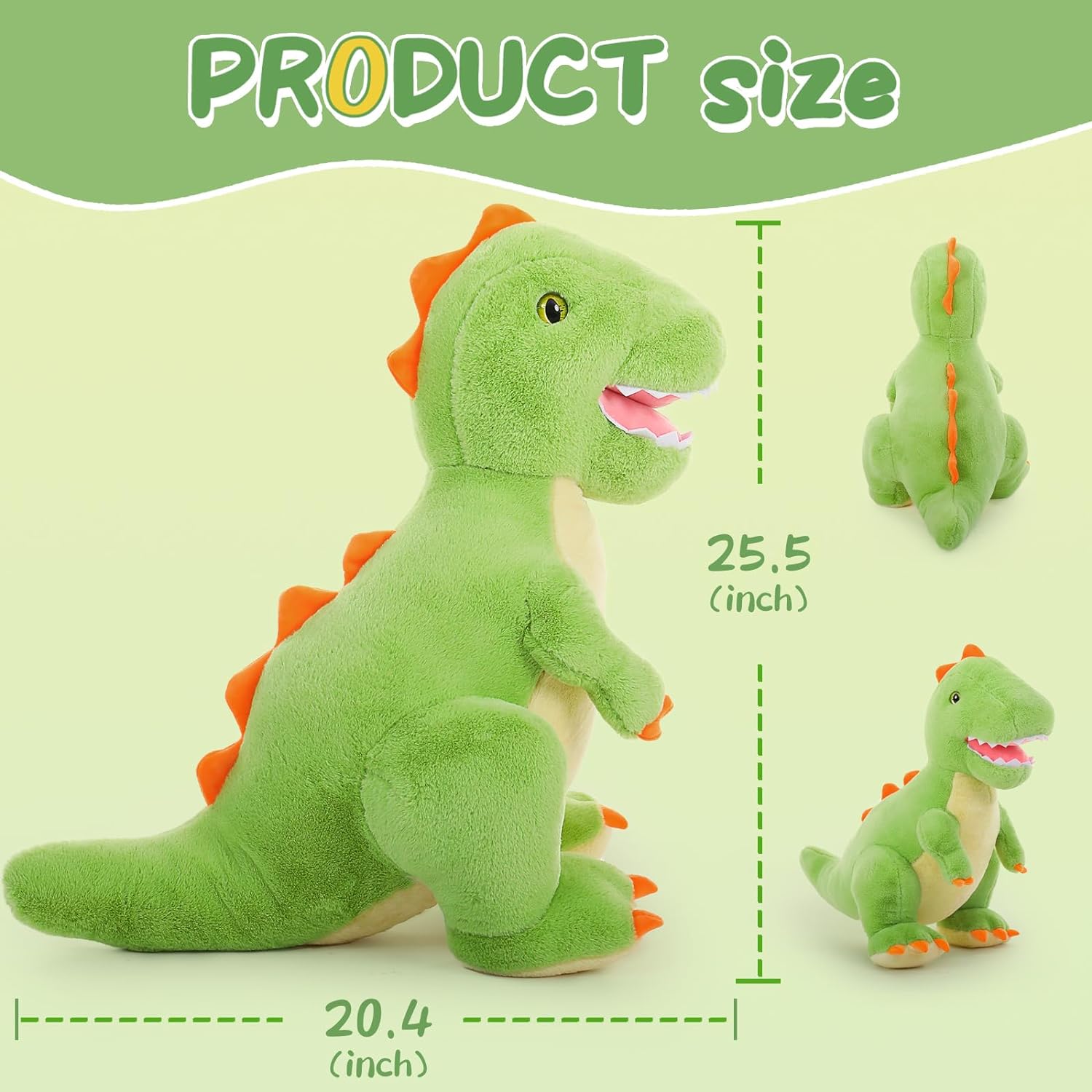 Cute T-rex Plush Toy - Dinosaur Stuffed Animals, 26 Inches - Big Green Dino Plush Toys - Cute Cartoon Dinosaur Plush Pillows for Kids - Jurassic Park Stuffed Animals - Christmas/Birthday/Valentine's Day/Baby Shower Gift for Kids Teens Adults