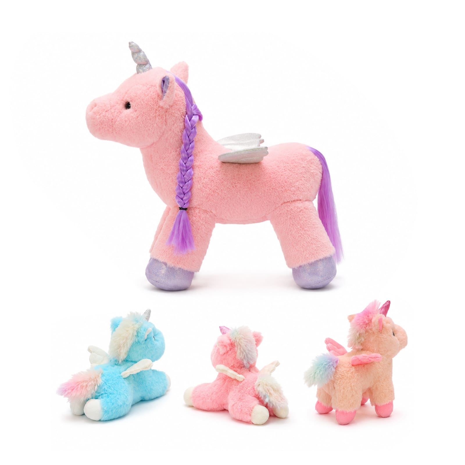 18 Inch Unicorn Plush Toy Set with Three Babies