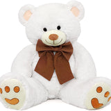 MorisMos Stuffed Animals - Big White Teddy Bear Plush Toys -Giant Teddy Bear Plush Dolls - Valentine's Day Teddy Bears&Gifts for Boyfriend/Girlfriend - ' We Can Bearly Wait' Teddy Bear Theme Baby Shower Decor Ideas - Gender Reveal Party Teddy Bear Decorations -Birthday/Christmas/Graduation Gift for friends - Romantic Anniversary Gift for Wife/Husband