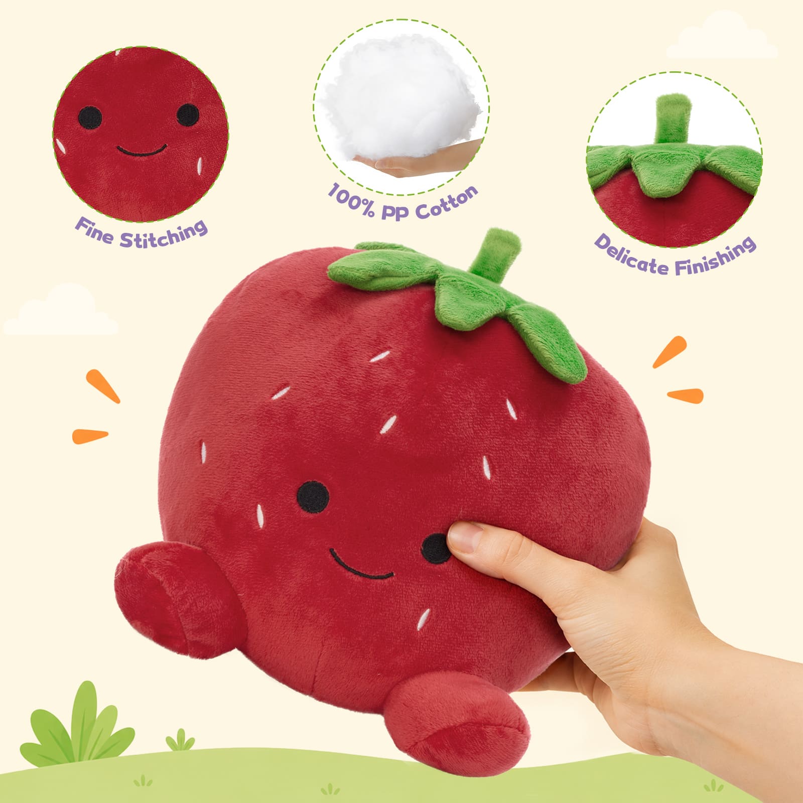 Cute Fruit Plush Toys Set Fruit Stuffed Toys for Kids, Toddlers & Gifts