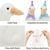 11.8 Inch Goose Plush Toy Set with Party Hat and Bow Tie