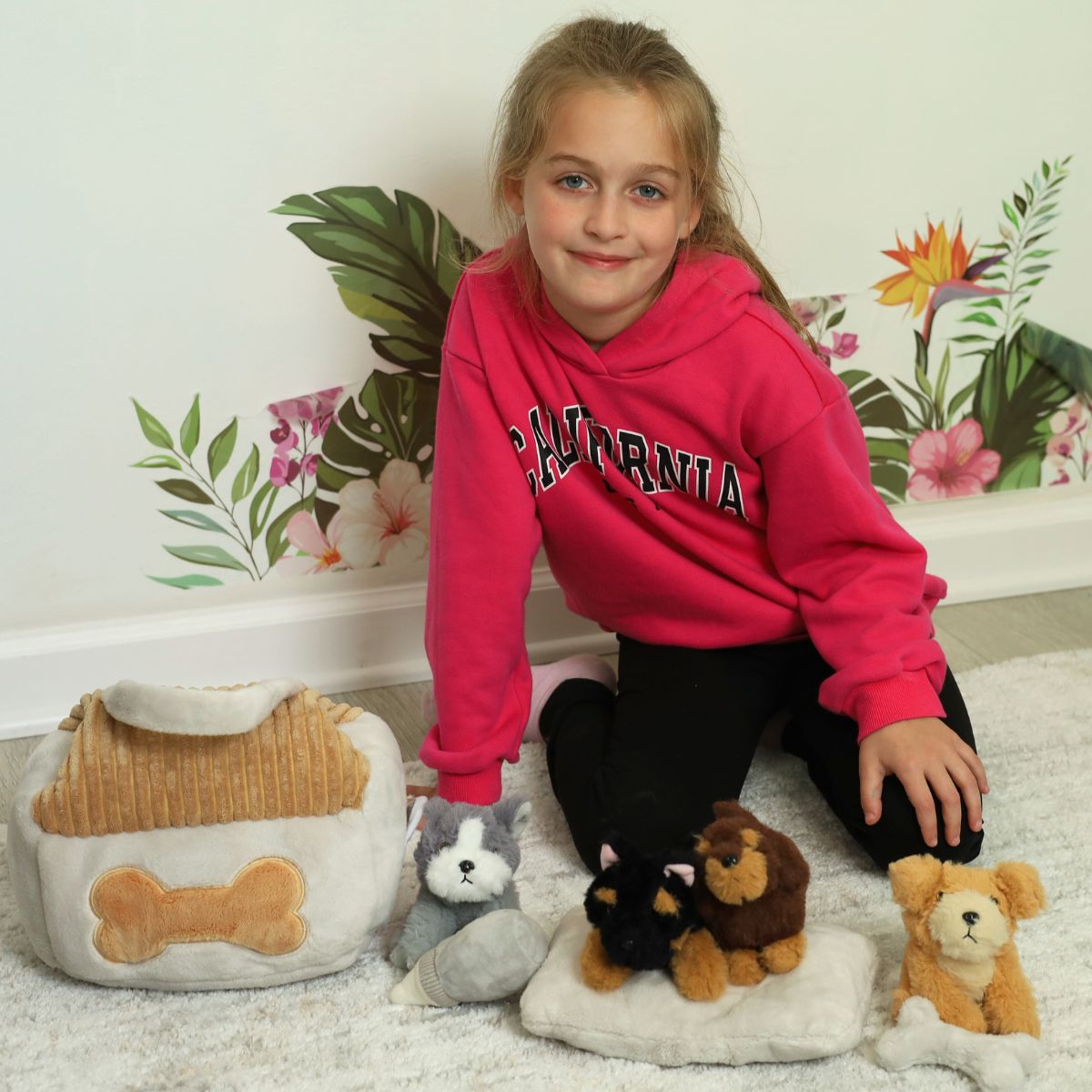 Plush Puppy Playset with Dog House – 8 Piece Stuffed Animal Toy Set for Kids