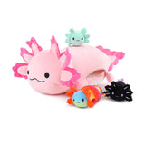 23.6 Inch Axolotl Plush Toy Set with 3 Baby Axolotls Multiple Colors