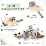 Mother Sugar Glider with Three Babies Cute Woodland Animal Family Playset