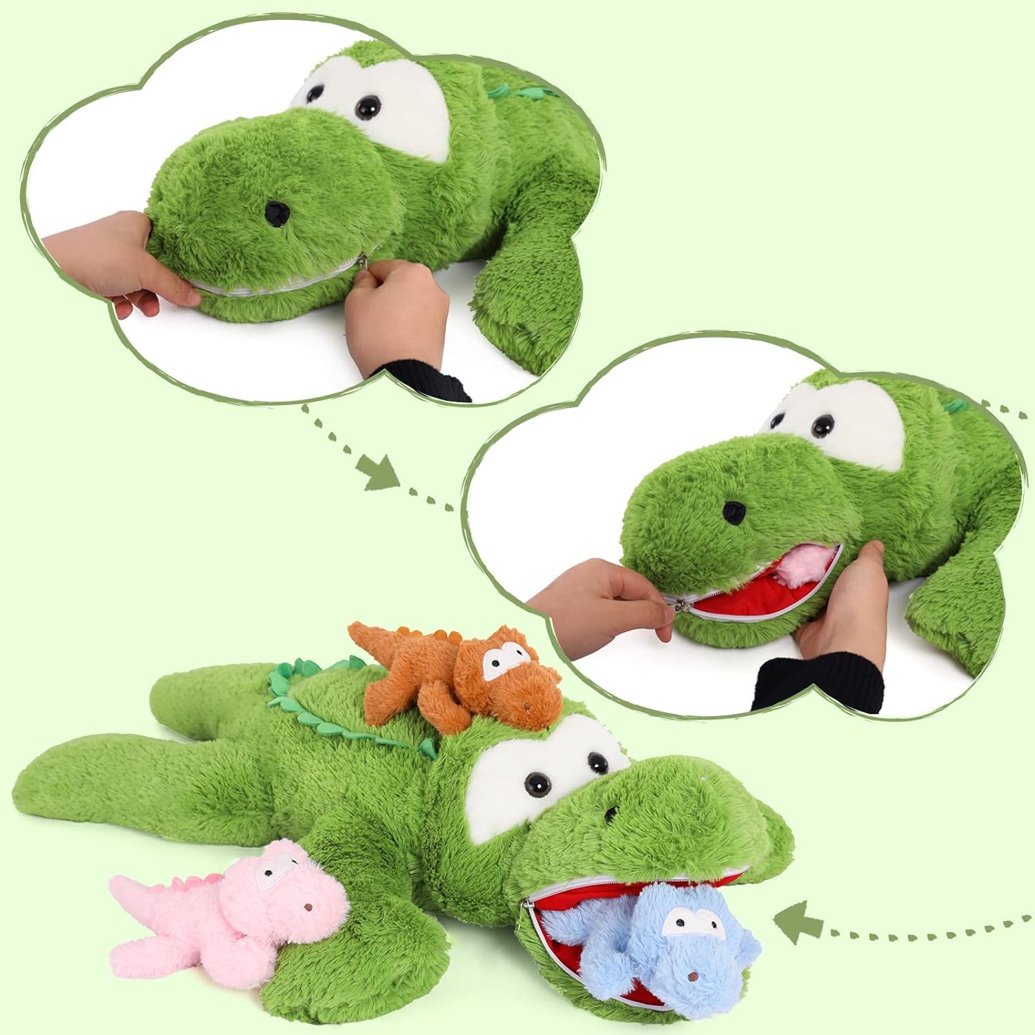 Alligator Plush Toy Set, Green, 36 Inches