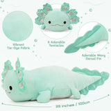 39-inch Mint Green Axolotl Plush Toys - Big Axolotl Stuffed Animals - Squishy Sofa Throw Pillows - Christmas Birthday Gift for Friends
