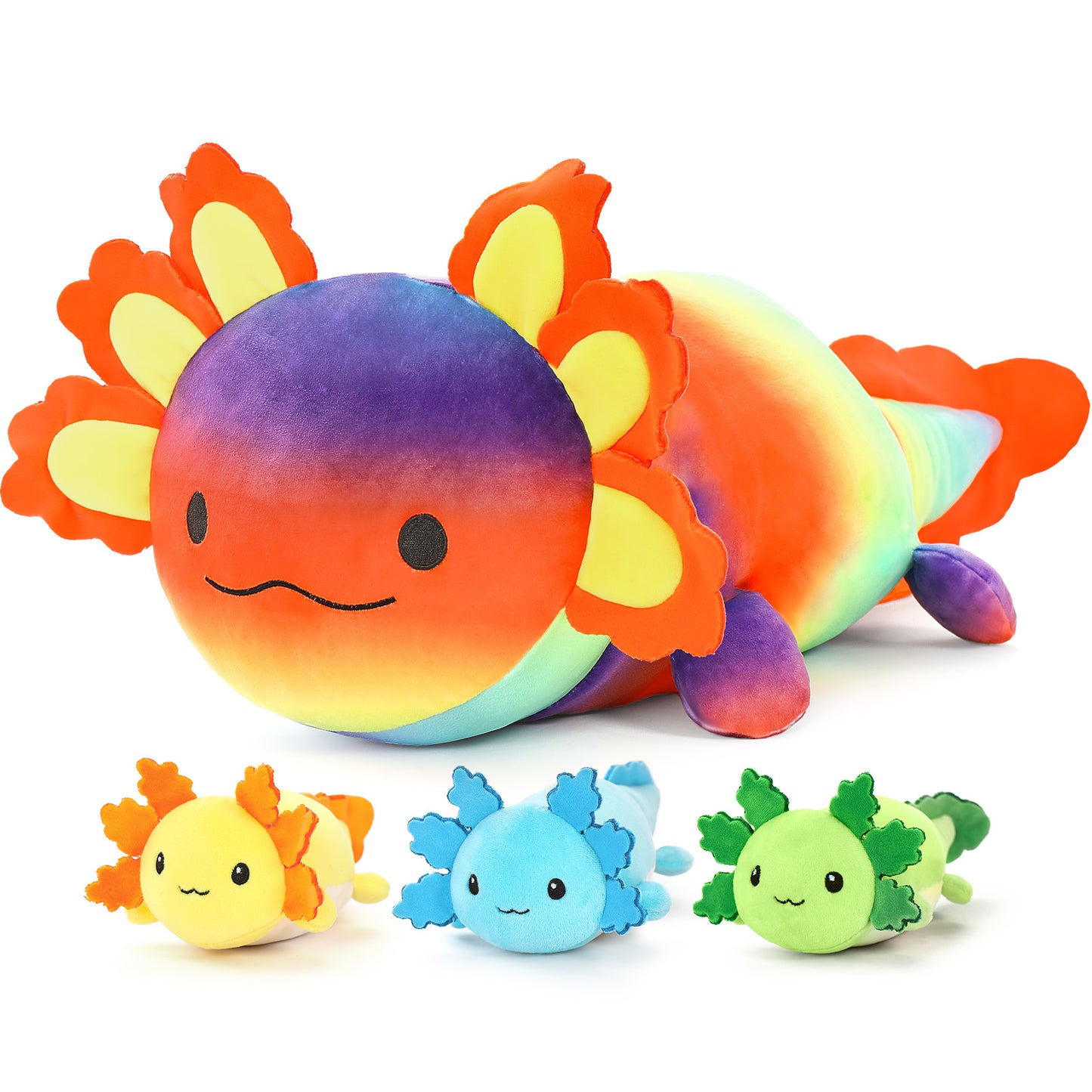 Axolotl Plush Toys - 4 Pcs Axolotl Stuffed Animals Bulk - Cute Salamander 24 Inches Plush Dolls - Stuffed Animal Salamander Babies with Their Mom - Axolotl Cushion Pillow Soft Toys - Gifts for Boys Girls