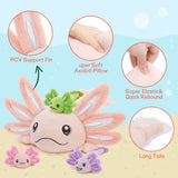 4 Pcs Large Axolotl Stuffed Animals - Axolotl Stuffed Animal Mommy 31.4" with 3 Baby Axolotl Plushies in Tummy - 4 Piece of Cute Axolotl Plush Pillow Toys for Kids - Glow-in-the-dark Salamander Stuffed Animals - Cool Amphibians Plush Toys -  Christmas/Birthday Gift for Friends