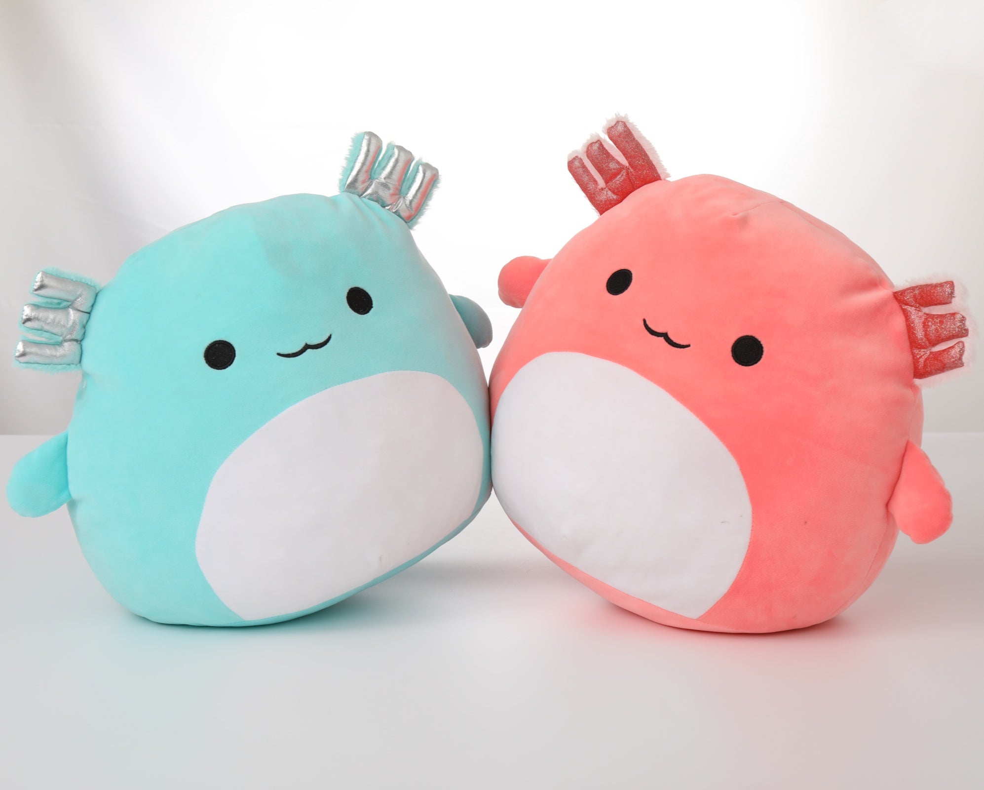 Axolotl Plush Toy, Mint Green/Pink, 16 Inches