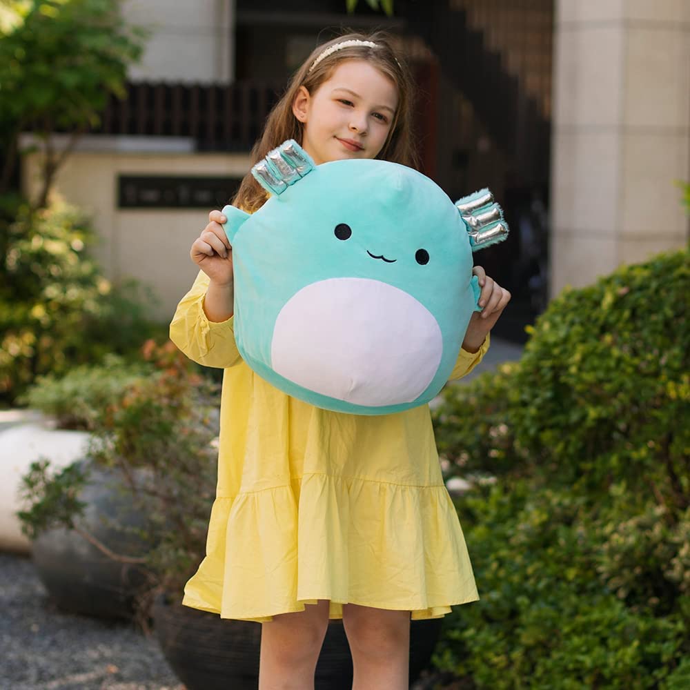 Axolotl Plush Toy, Mint Green/Pink, 16 Inches