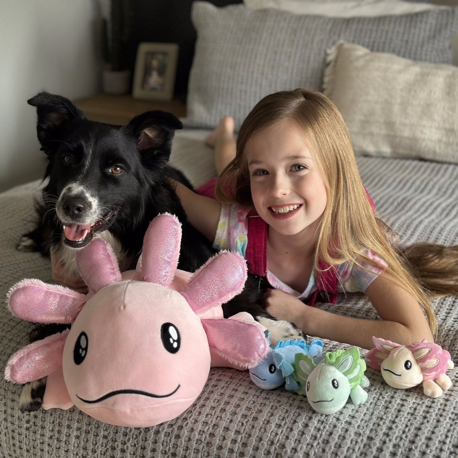 Axolotl Plushie with 3 Babies, 31.5 Inches