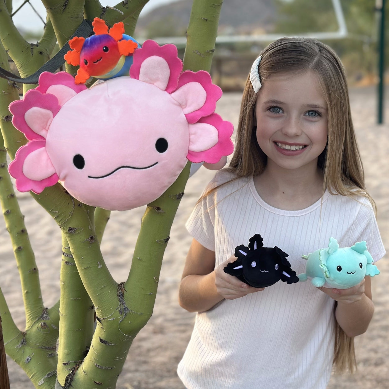 Axolotl Plush Toys - 4 Pcs Axolotl Stuffed Animals Bulk - Cute Salamander 24 Inches Plush Dolls - Stuffed Animal Salamander Babies with Their Mom - Axolotl Cushion Pillow Soft Toys - Gifts for Boys Girls