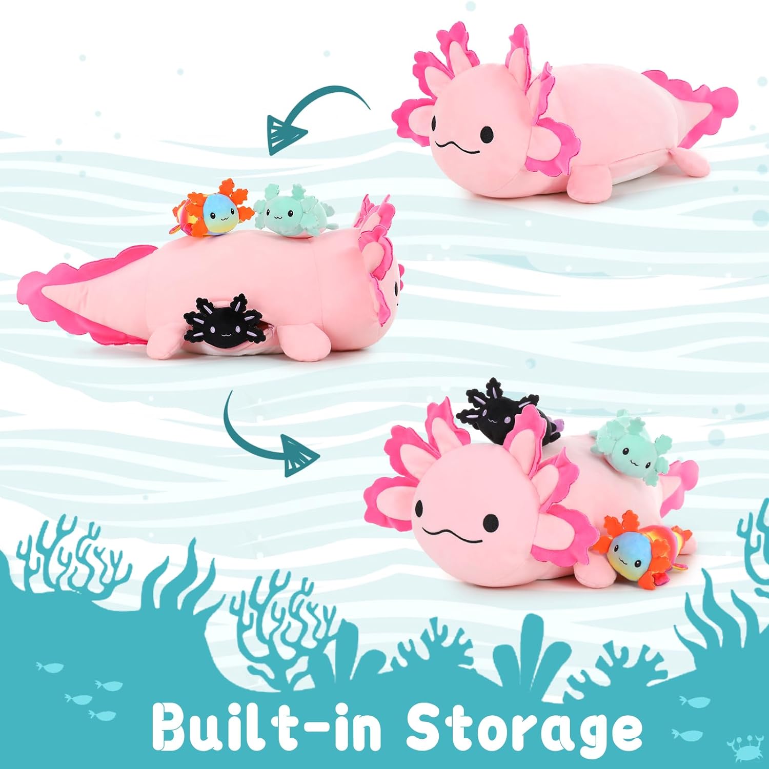 Axolotl Plush Toys Salamander Stuffed Animals, 23.5 Inches