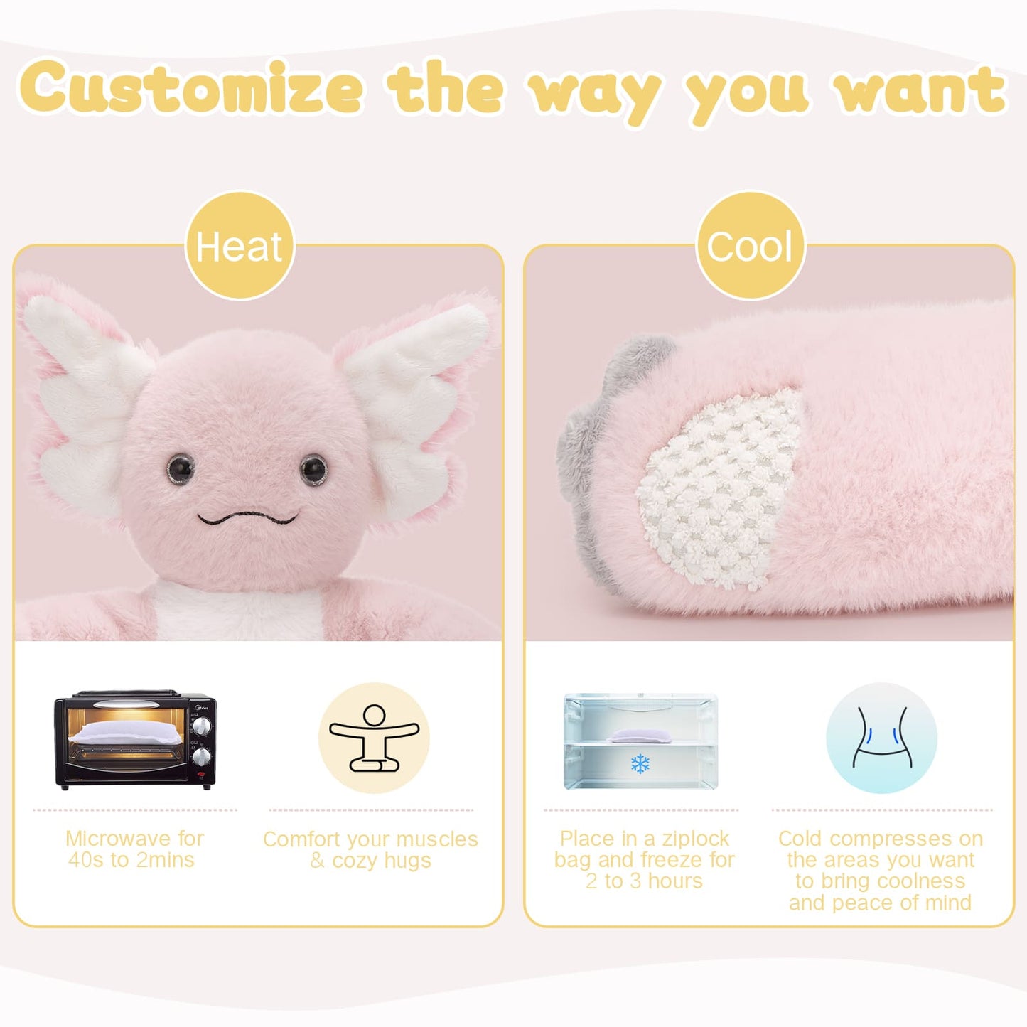 Axolotl Wighted Stuffed Animals for Kids, Adults - 20 Inches Long Plush Arms for Hugs - 3.8 LBS Axolotl Stuffed Animal Plushies - Ultra Squishy Body Pillows - Long Arm Plushie Neck Pillow for Sofa, Bed - Gift for Kids, Teens, Adults