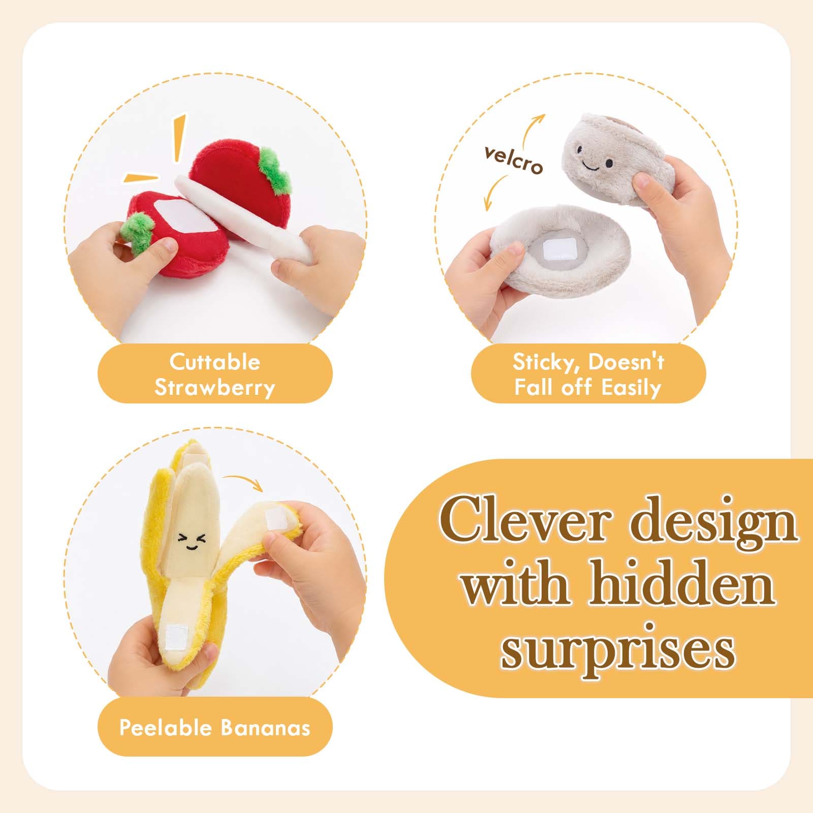 7pcs Tea Party Plush Set Cutting Pretend Play Food Sets Toys for Kids
