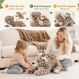 Leopard/Tiger with Cub Plush Toy Set Cuddly Animal Gift for Kids