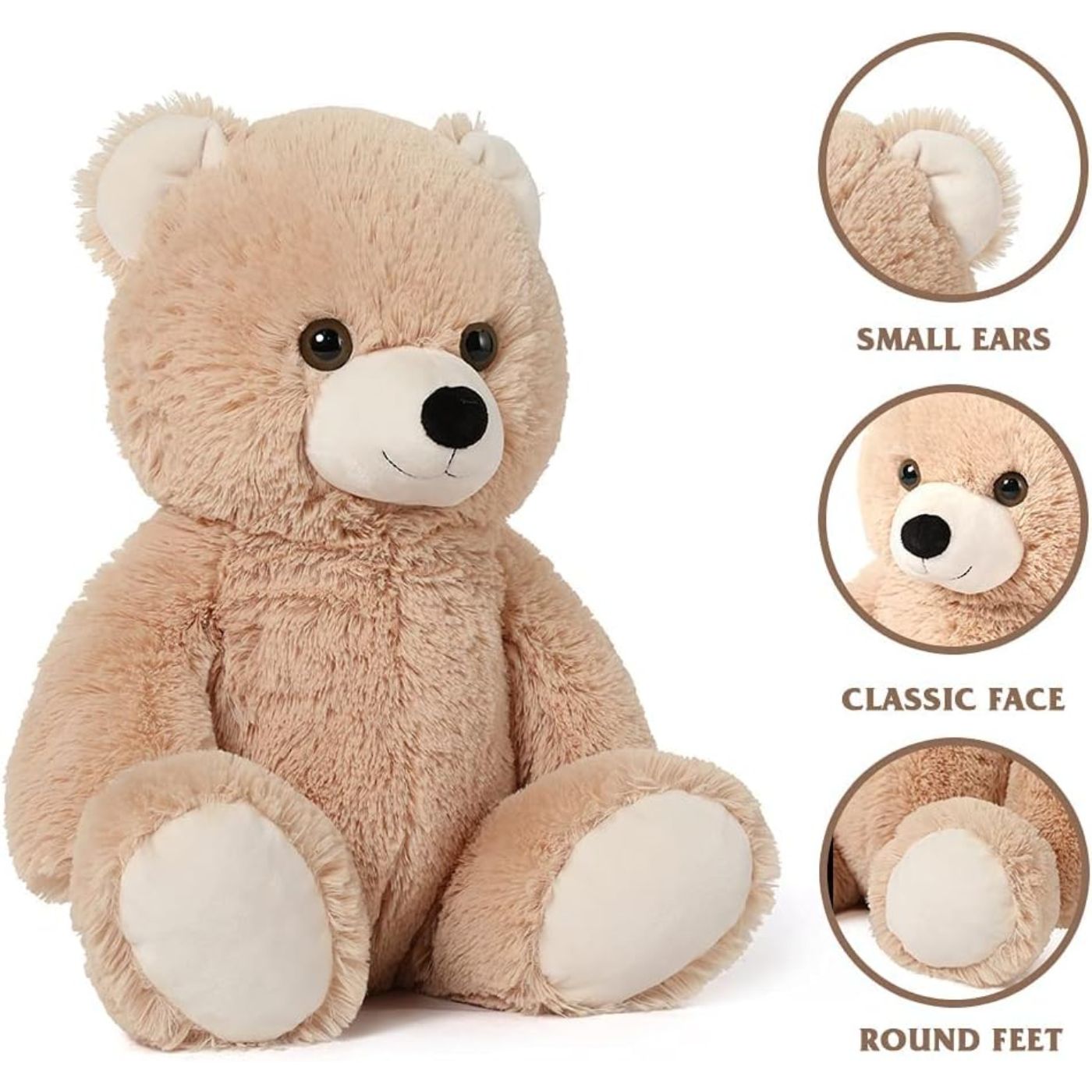 Teddy Bear Stuffed Toy, Light Brown/White, 18 Inches