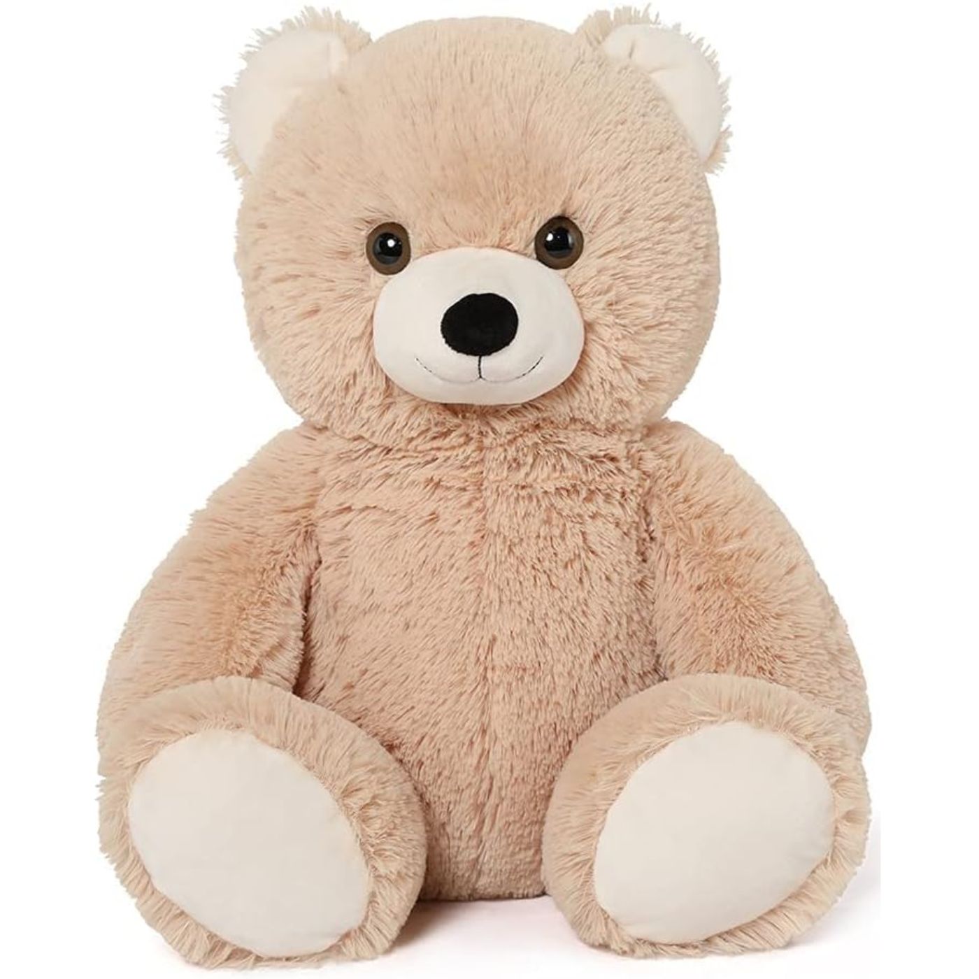 Teddy Bear Stuffed Toy, Light Brown, 18 Inches - Soft Cuddly Plush Teddy Bear - Valentine's Day Gift for Girlfriend & Boyfriend - Christmas/Birthday/Baby Shower Gift Ideas - We Can Bearly Wait - Baby Shower Centerpiece Decorations - MorisMos Stuffed Animals