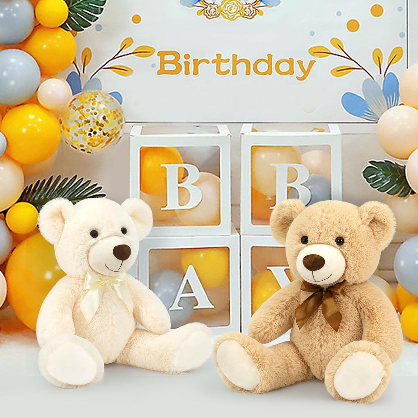 2 Pack Teddy Bear Plush Toys - Light Brown/Beige Teddy Bear Plush  - Teddy Bear Stuffed Animal Bulk for Kids, Carnival Prizes, School Gifts, Valentine's Day Party Favors - 22 Inches Teddy Bear Plush Dolls - Teddy Bear Theme Baby Shower Decoration
