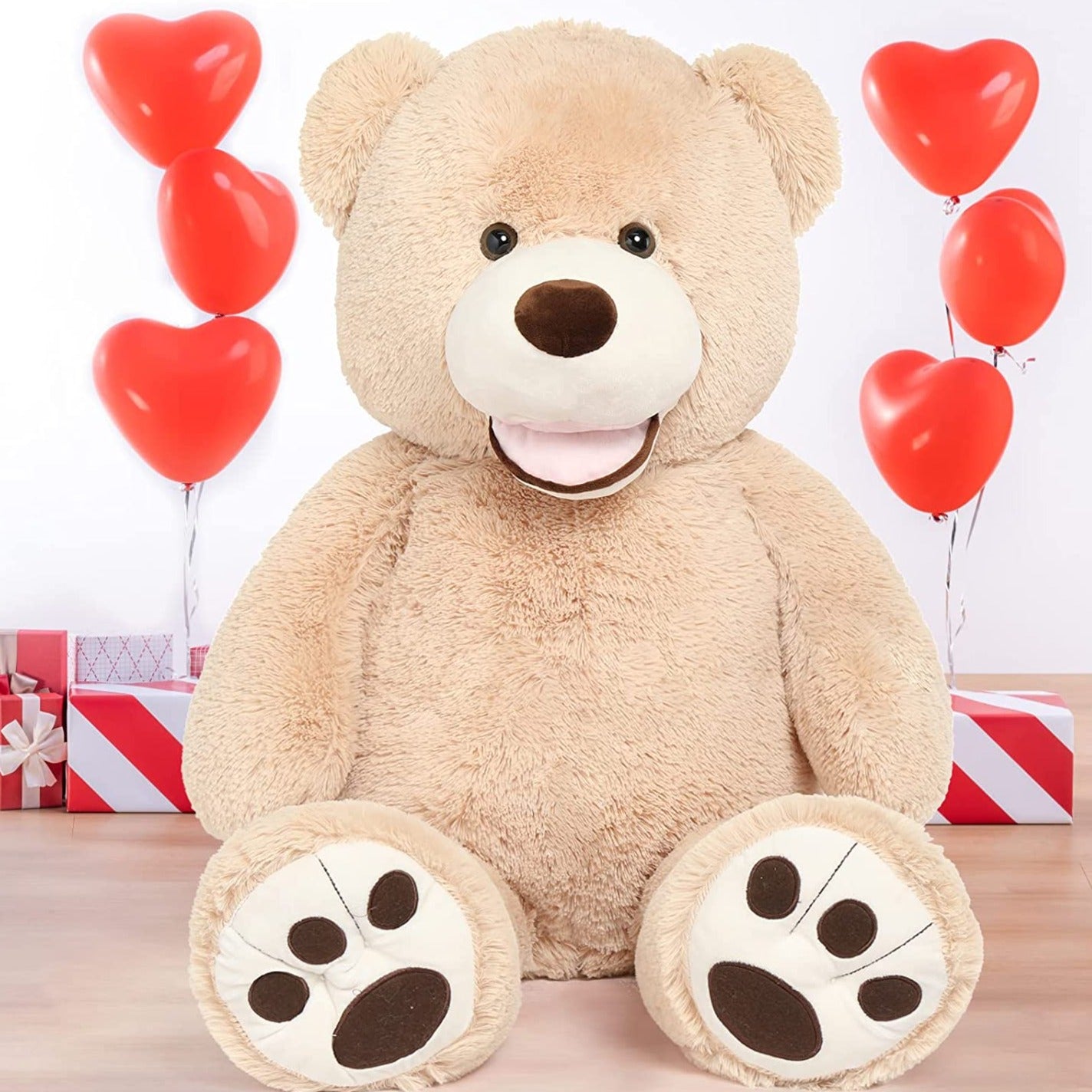 Giant Teddy Bear Plush Toys - Brown Teddy Bear Plush Dolls - Smiling Teddy Bear Stuffed Animals - Valentine's Day Teddy Bear Plushies - Teddy Bear Theme Baby Shower - We Can Bearly Wait Baby Shower Decor