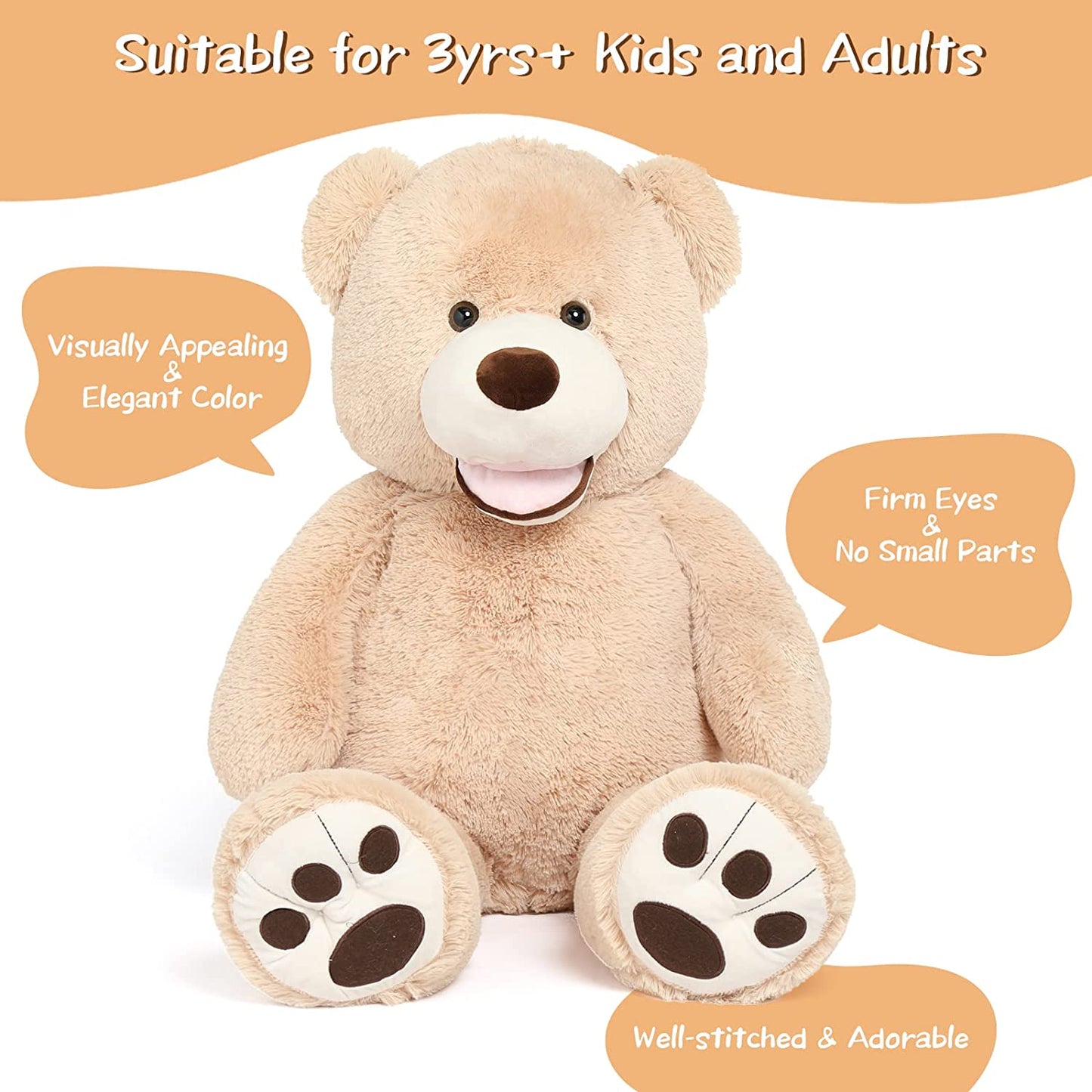 Giant Teddy Bear Plush Toys - Brown Teddy Bear Plush Dolls - Smiling Teddy Bear Stuffed Animals - Valentine's Day Teddy Bear Plushies - Teddy Bear Theme Baby Shower - We Can Bearly Wait Baby Shower Decor