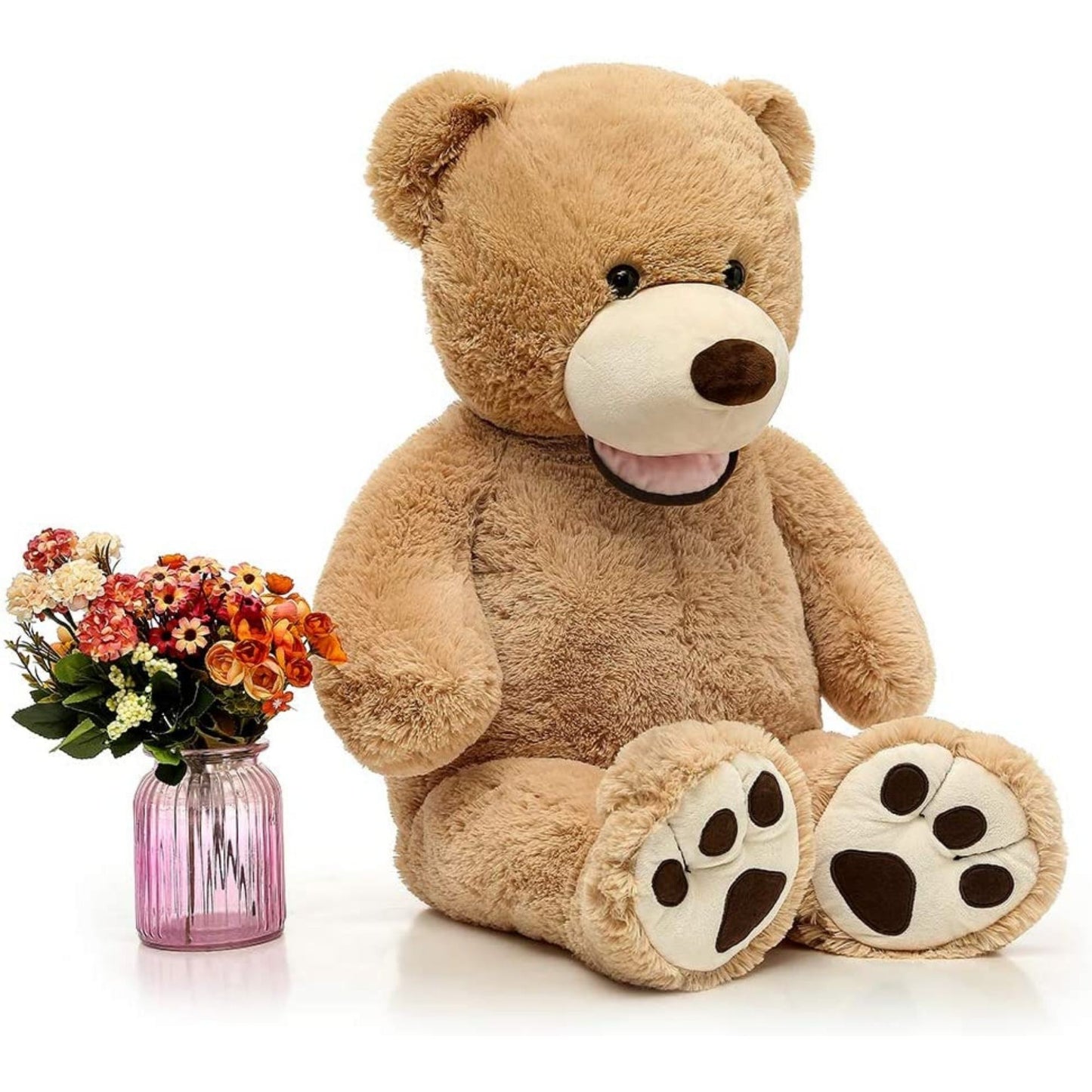 Giant Teddy Bear Plush Toys - Brown Teddy Bear Plush Dolls - Smiling Teddy Bear Stuffed Animals - Valentine's Day Teddy Bear Plushies - Teddy Bear Theme Baby Shower - We Can Bearly Wait Baby Shower Decor