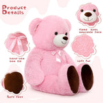 MorisMos Stuffed Animals - Giant Pink Teddy Bear Plush Toys - 41 Inches Teddy Bear Plush Dolls - Valentine's Day Teddy Bears&Gifts for Boyfriend/Girlfriend - ' We Can Bearly Wait' Teddy Bear Theme Baby Shower Decor Ideas - Gender Reveal Party Teddy Bear Decorations -Birthday/Christmas/Graduation Gift for friends - Romantic Anniversary Gift for Wife/Husband