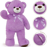 MorisMos Stuffed Animals - Giant Purple Teddy Bear Plush Toys - 41 Inches Teddy Bear Plush Dolls - Valentine's Day Teddy Bears&Gifts for Boyfriend/Girlfriend - ' We Can Bearly Wait' Teddy Bear Theme Baby Shower Decor Ideas - Gender Reveal Party Teddy Bear Decorations -Birthday/Christmas/Graduation Gift for friends - Romantic Anniversary Gift for Wife/Husband