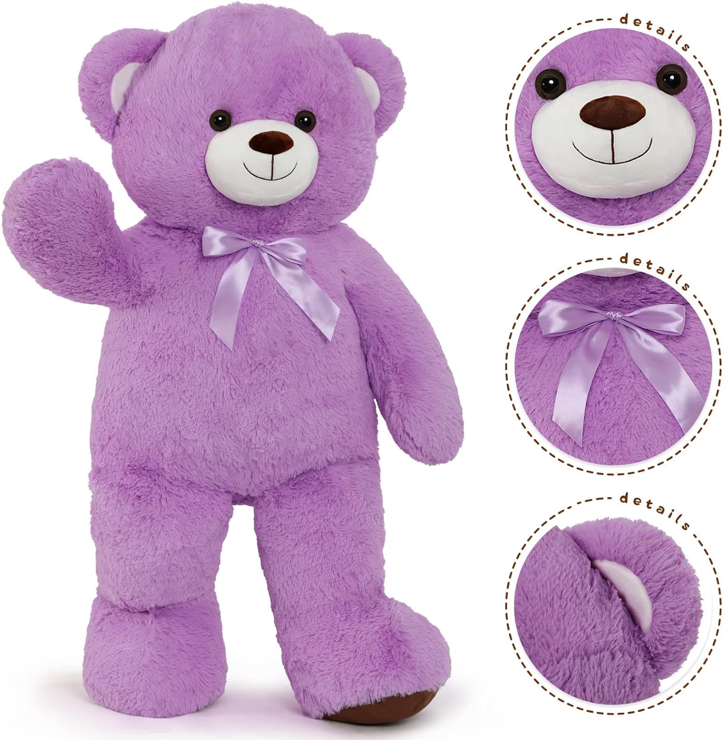 MorisMos Stuffed Animals - Giant Purple Teddy Bear Plush Toys - 41 Inches Teddy Bear Plush Dolls - Valentine's Day Teddy Bears&Gifts for Boyfriend/Girlfriend - ' We Can Bearly Wait' Teddy Bear Theme Baby Shower Decor Ideas - Gender Reveal Party Teddy Bear Decorations -Birthday/Christmas/Graduation Gift for friends - Romantic Anniversary Gift for Wife/Husband