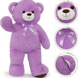 MorisMos Stuffed Animals - Giant Purple Teddy Bear Plush Toys - 41 Inches Teddy Bear Plush Dolls - Valentine's Day Teddy Bears&Gifts for Boyfriend/Girlfriend - ' We Can Bearly Wait' Teddy Bear Theme Baby Shower Decor Ideas - Gender Reveal Party Teddy Bear Decorations -Birthday/Christmas/Graduation Gift for friends - Romantic Anniversary Gift for Wife/Husband