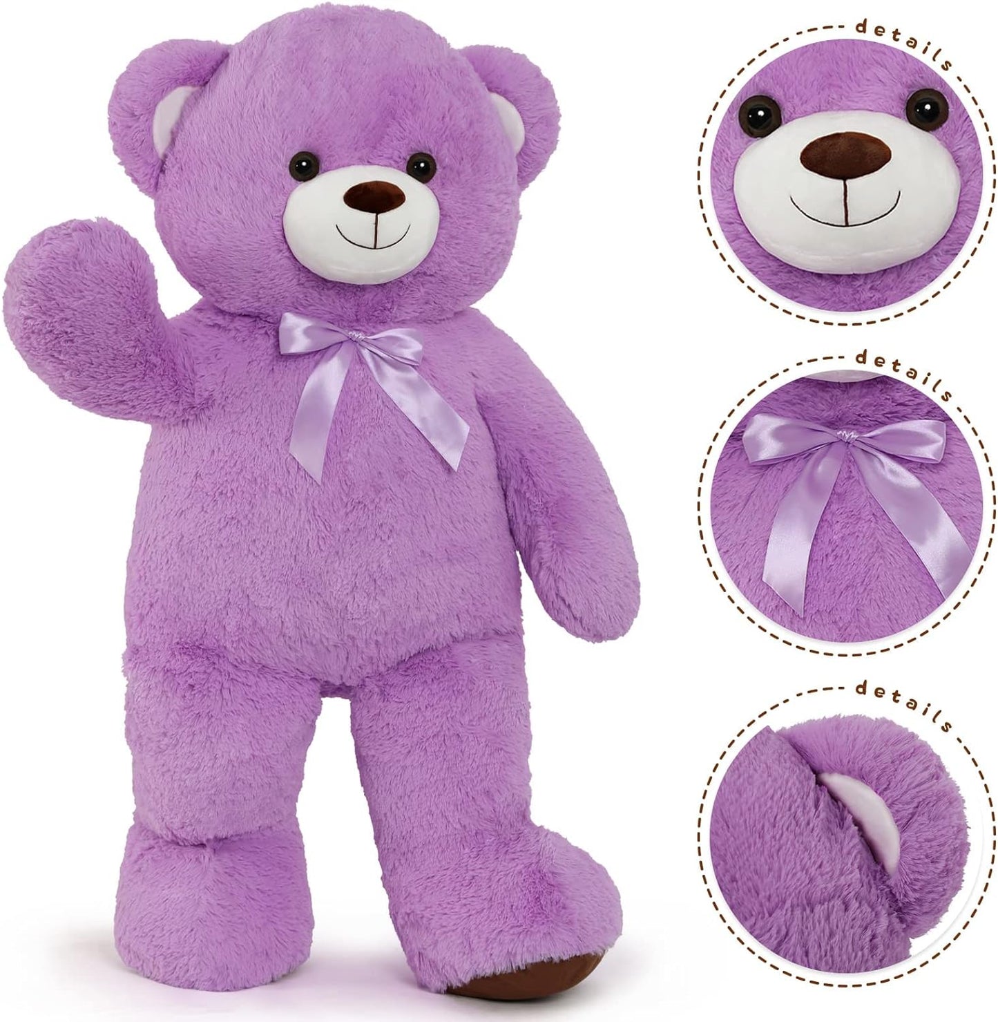 MorisMos Stuffed Animals - Giant Purple Teddy Bear Plush Toys - 41 Inches Teddy Bear Plush Dolls - Valentine's Day Teddy Bears&Gifts for Boyfriend/Girlfriend - ' We Can Bearly Wait' Teddy Bear Theme Baby Shower Decor Ideas - Gender Reveal Party Teddy Bear Decorations -Birthday/Christmas/Graduation Gift for friends - Romantic Anniversary Gift for Wife/Husband