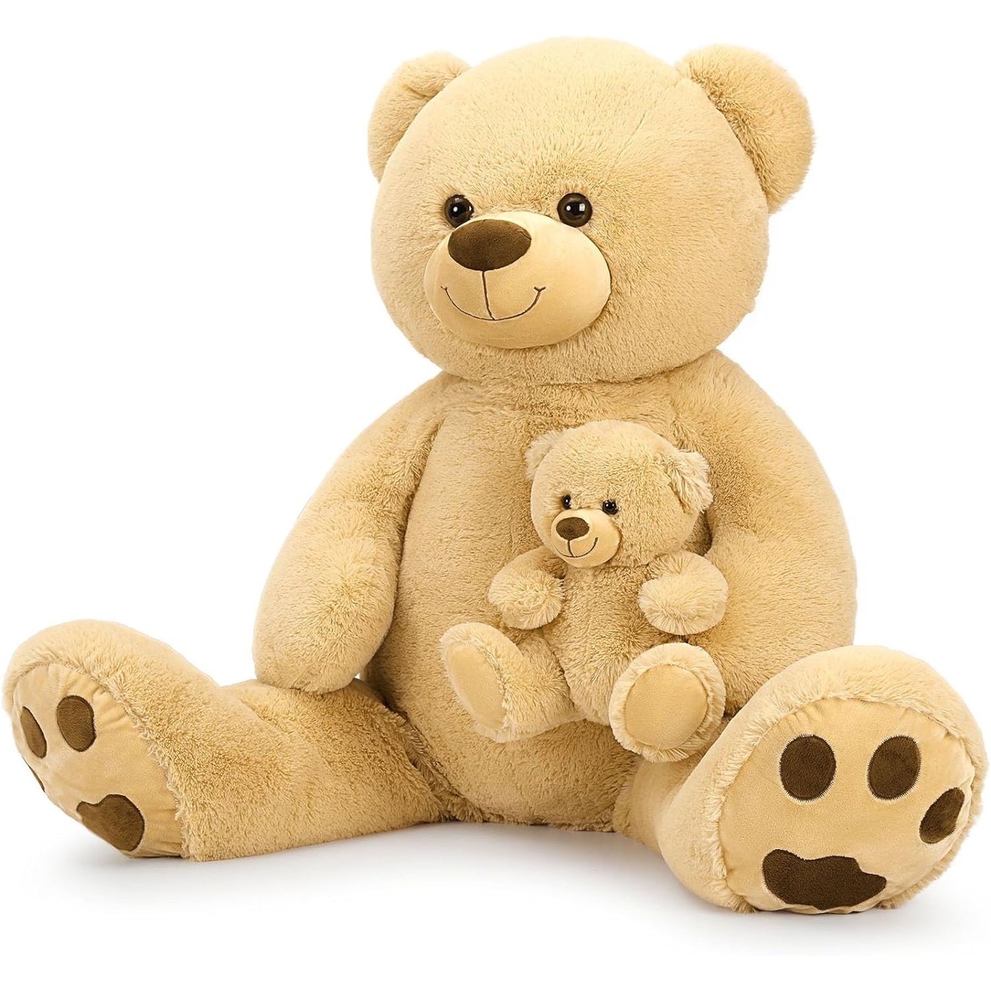 Giant Teddy Bear Stuffed Animals - Brown Teddy Bear Plush Toys 51 Inches - Jumbo Teddy Bear Plush Dolls - Stuffed Animal Bear Babies with Their Mom - Valentine's Day Teddy Bear Plush for Girlfriend/Boyfriend - Christmas/Birthday Gift for Kids/Teens/Adults
