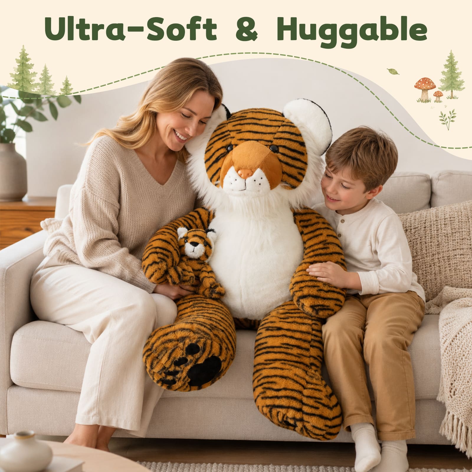 Momma & Baby Tiger Plush Set Stuffed Tiger Teddy Bear with Cub, 39 Inches
