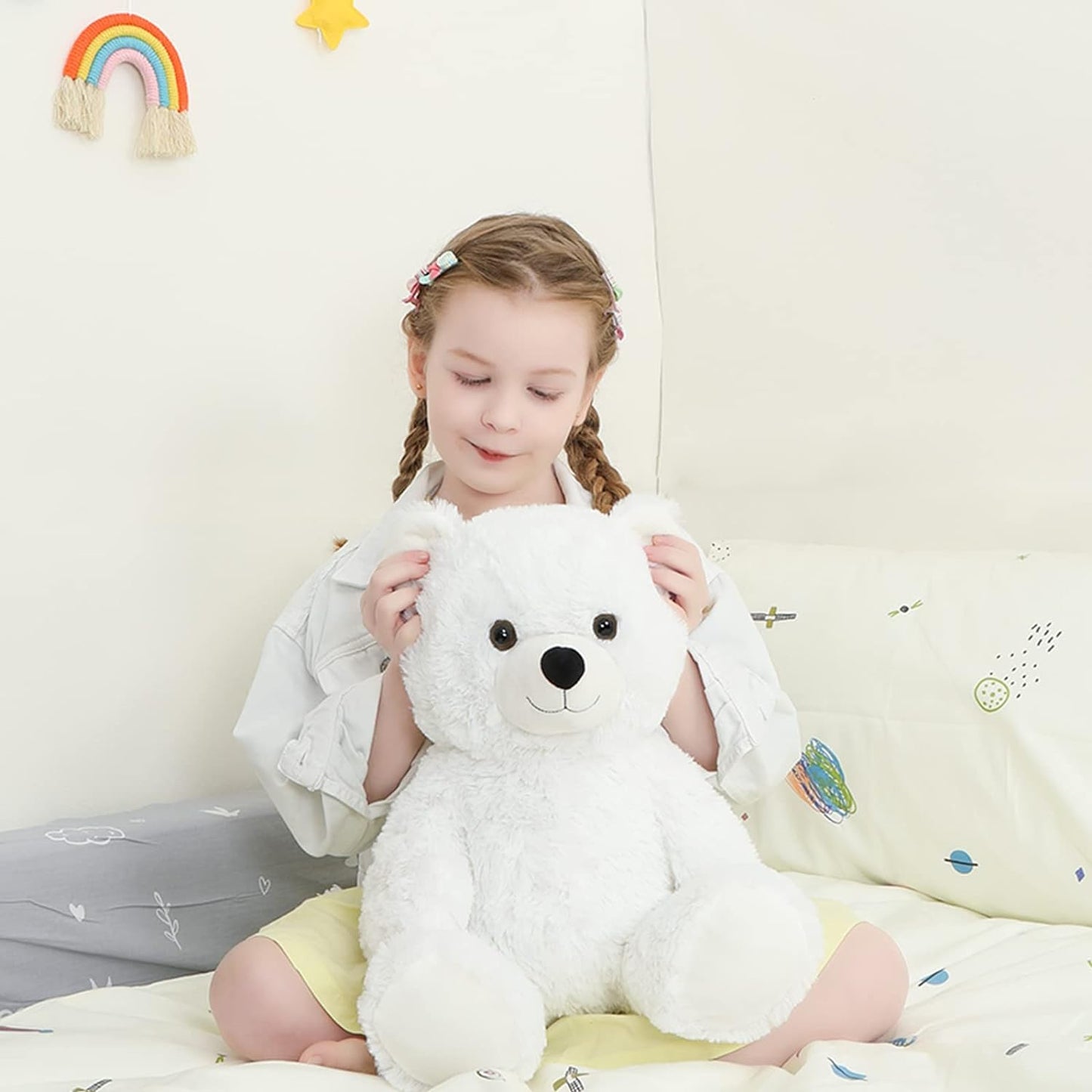18 Inches Teddy Bear Plush Toys - Adorable Stuffed Animal for Girls & Boys - Soft Cuddly Plush Teddy Bear - Valentine's Day Gift for Girlfriend & Boyfriend - Christmas/Birthday/Baby Shower Gift Ideas - We Can Bearly Wait - Baby Shower Centerpiece Decorations - MorisMos Stuffed Animals