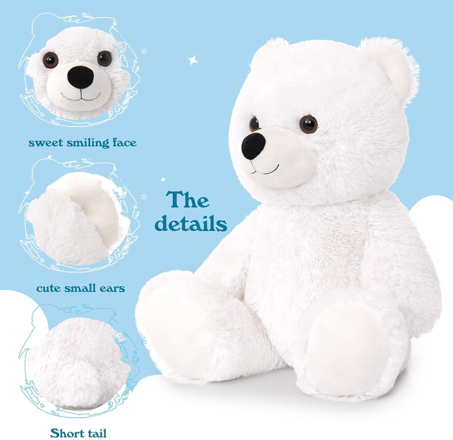 18 Inches Teddy Bear Plush Toys - Adorable Stuffed Animal for Girls & Boys - Soft Cuddly Plush Teddy Bear - Valentine's Day Gift for Girlfriend & Boyfriend - Christmas/Birthday/Baby Shower Gift Ideas - We Can Bearly Wait - Baby Shower Centerpiece Decorations - MorisMos Stuffed Animals