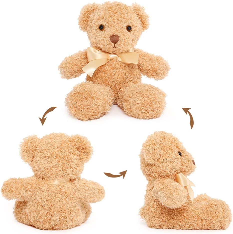 Teddy Bear Stuffed Animals Bulk - Valentine's Day Teddy Bear Plush Toys - Teddy Bear Theme Baby Shower Centerpieces - Cheap Bulk Wholesale Teddy Bear Plushies - Cute 10 Inches Small Teddy Bear Plush Dolls - Valentine's Day Gift for Girlfriend/Boyfriend - Pink/Brown/Blue Stuffed Teddy Bears - Free Shipping