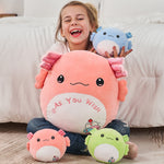 MorisMos Stuffed Animals - Baby Stuffed Animals with Their Mom - Cute Cartoon Axolotl Plush Pillow for Kids - Pink 18 Inches Decorative Throw Pillow - Axolotl Stuffed Animals Plush Toys - Free Shipping