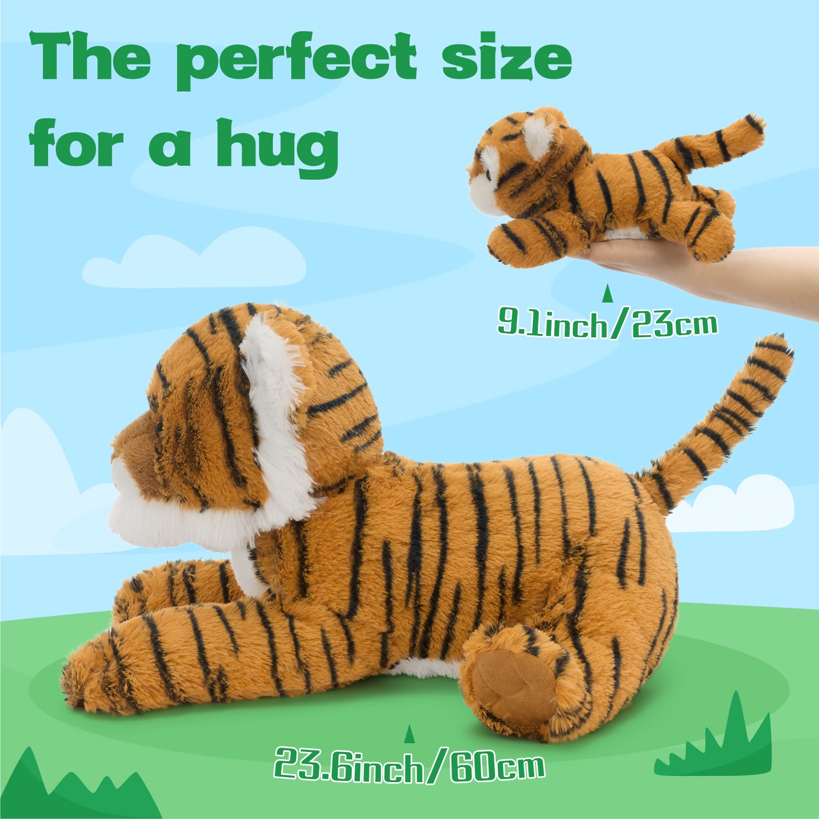 Leopard/Tiger with Cub Plush Toy Set Cuddly Animal Gift for Kids