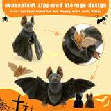 Realistic Bat Plush Toy with 3 Baby Bats Halloween Gift for Kids