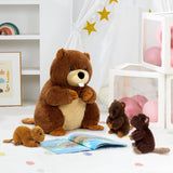 Lifelike Beaver Plush Toy with Three Baby Beavers 14.96 Inch
