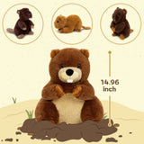 Lifelike Beaver Plush Toy with Three Baby Beavers 14.96 Inch