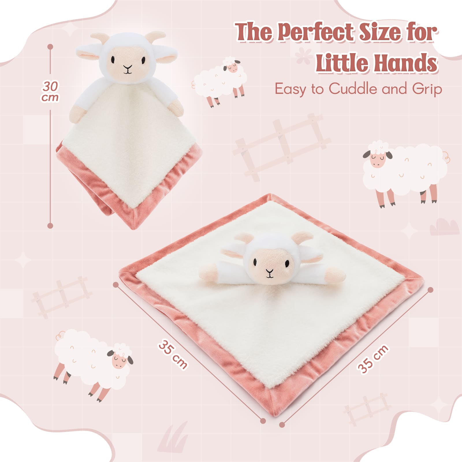 Animal Security Blanket Soft Plush Lovey Comfort Blanket, 14 Inches