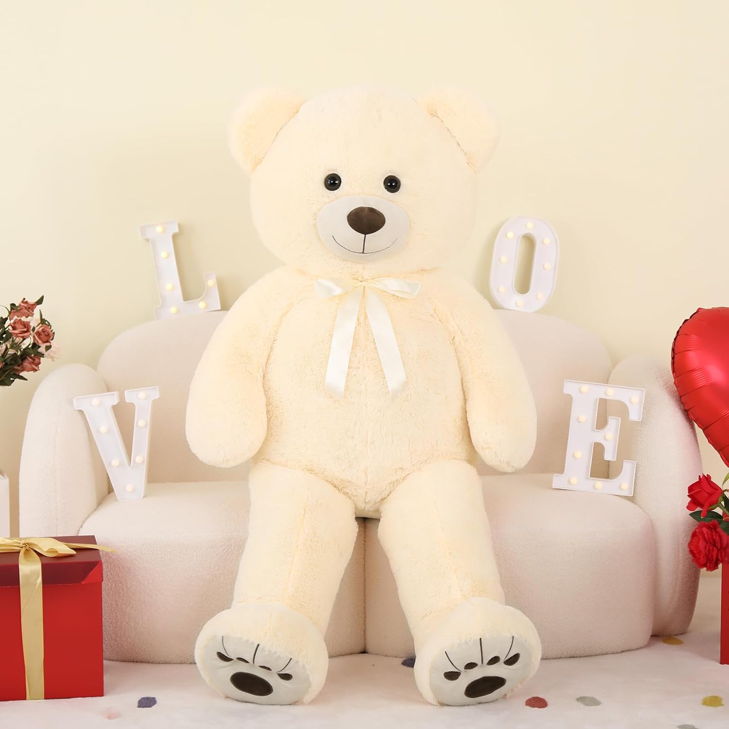 Teddy Bear Plush Toy, Light Brown/Brown/Pink/Beige, 35.4/48.82/59 Inches